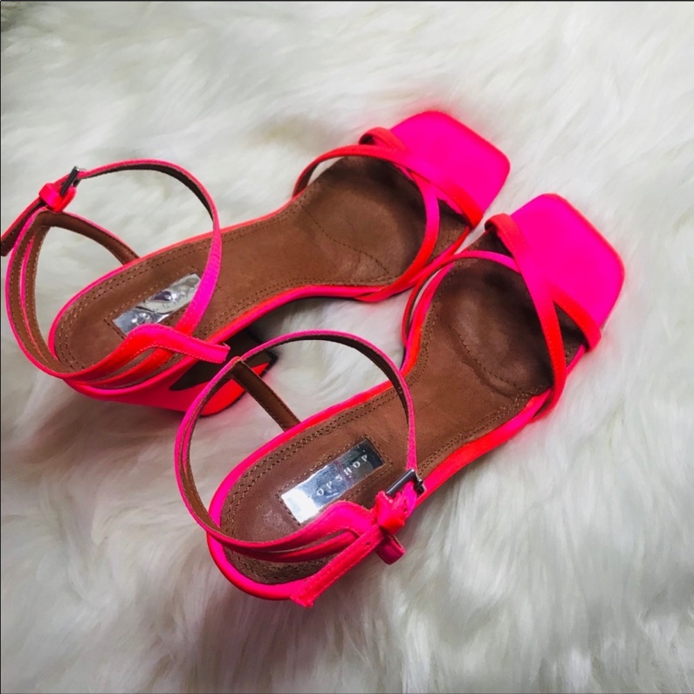 Topshop Redemption Pink Ankle Strap Heels - Picture 2 of 6